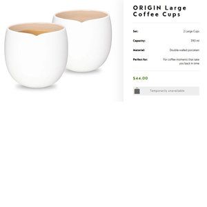 NIB Set of 2 390 ml Nespresso Origin Collection Mugs